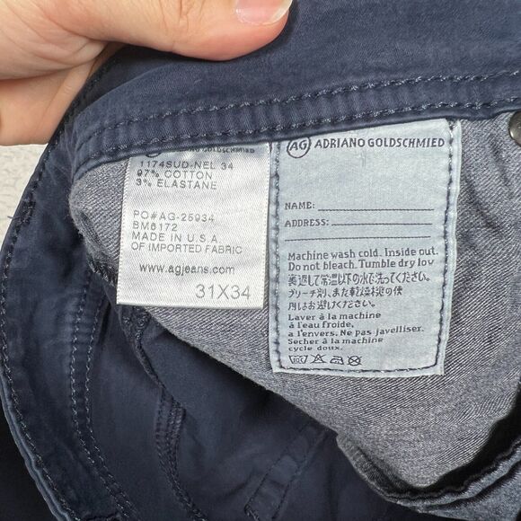 AG Adriano Goldschmied Pants Mens 32x34 The Graduate Tailored Leg Blue Navy - Picture 4 of 9